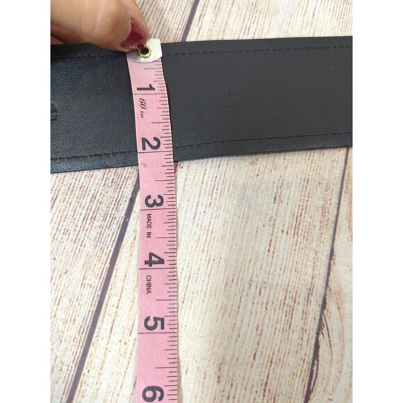 Prada Women's Black Leather Wide Waist Belt 105 Cm / 42 INCH MADE IN ITALY - Picture 7 of 7